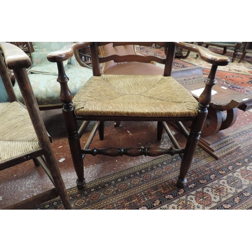 490 - Antique rush seated ladder back chair