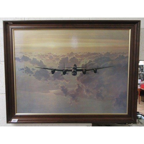 430 - Framed Gerald Coulson print Outbound RAF Lancaster Bomber
