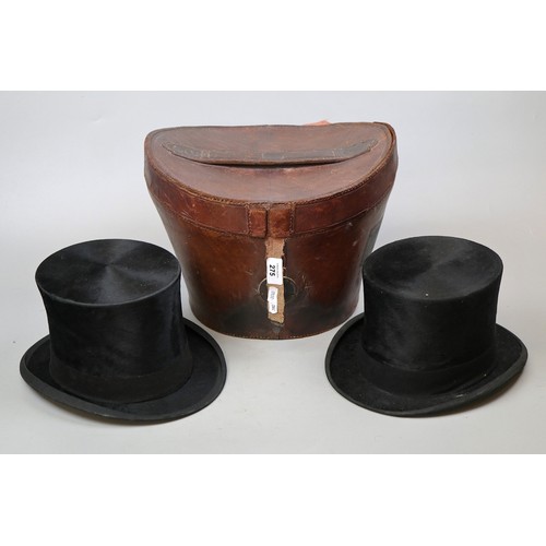 275 - 2 top hats together with a top hat box