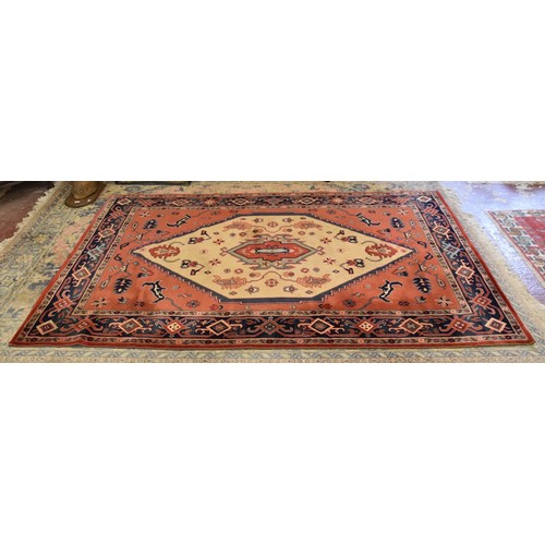 415 - A Belgian 100% worsted wool superfine red ground carpet - Approx Size 290cm x 197cm