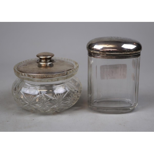 1 - Hallmarked silver topped glass containers