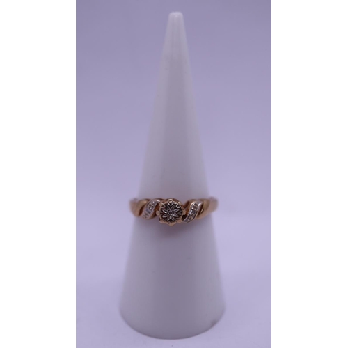 17 - 9ct gold and diamond solitaire ring - Size M