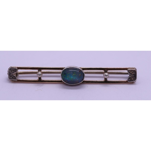 21 - 9ct gold Victorian opal bar brooch