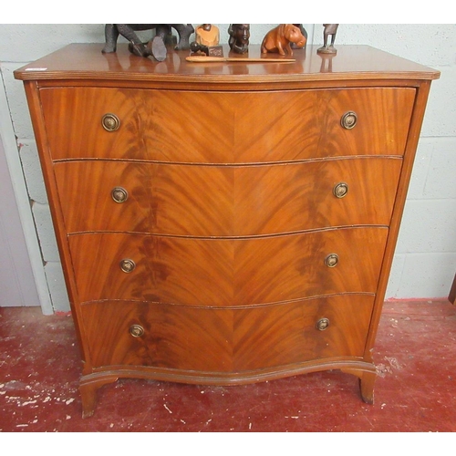 296 - Serpentine fronted chest of 4 drawers - Approx size: W: 86cm D: 51cm H: 97cm