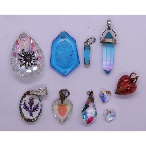 31 - Collection of silver and crystal pendants