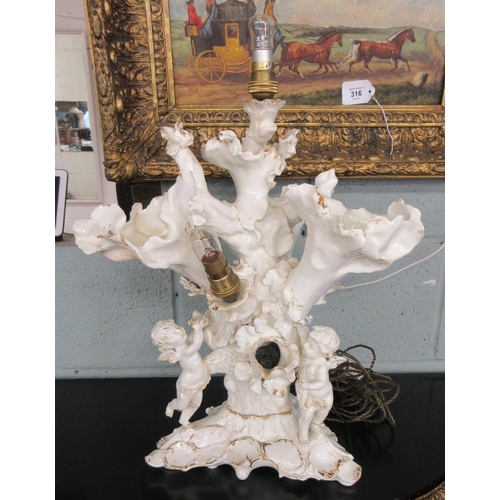 312 - Decorative ceramic cherub lamp