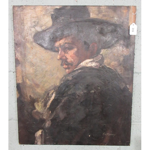 315 - Oil on canvas portrait of a gentleman - F. W. Murry - Approx image size 51cm x 61cm