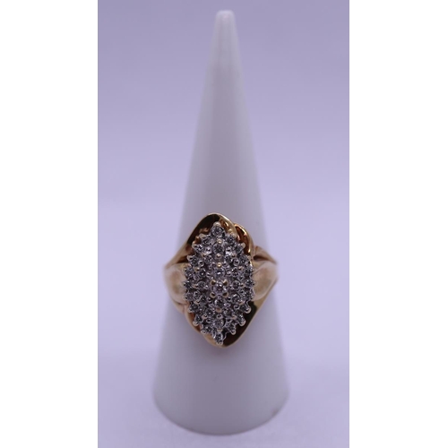 32 - 9ct gold diamond cocktail ring - Size O