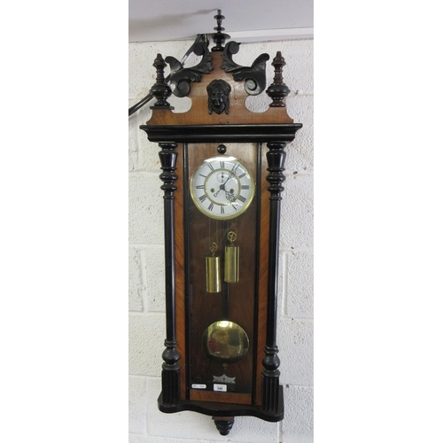 340 - Victorian twin weight regulator wall clock in very good working condition