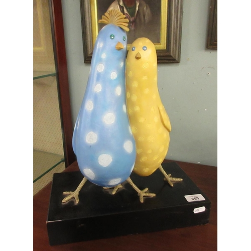 353 - L/E 33/395 McKenzie Thorpe sculpture of chickens - Approx Height 43cm