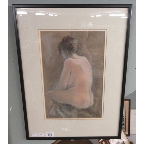 362 - Charcoal & pastel nude study signed E. Thomas