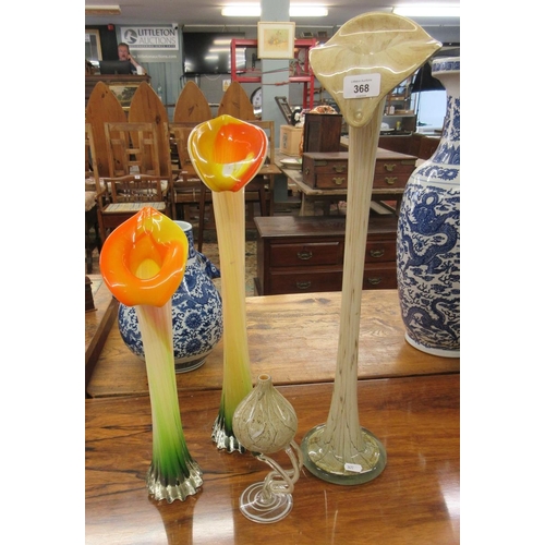 368 - Collection of Venetian glass lily vases - Approx height of tallest 60cm