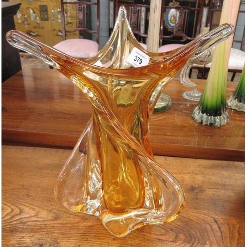 379 - Chalet amber honey twisted vase