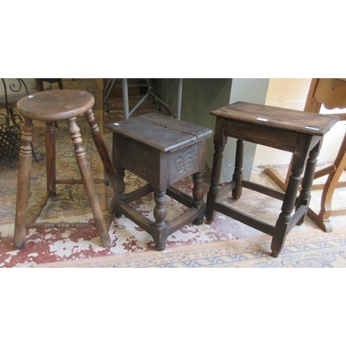 409 - 3 antique oak stools