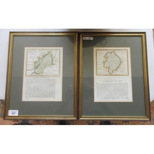 427 - Pair of framed maps - Warwickshire and Gloucestershire