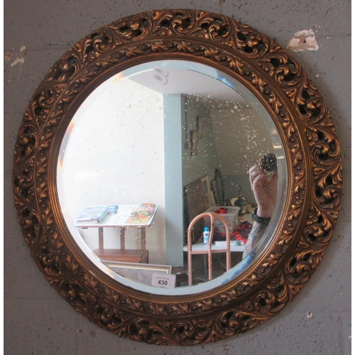 430 - Circular gilt framed beveled glass mirror