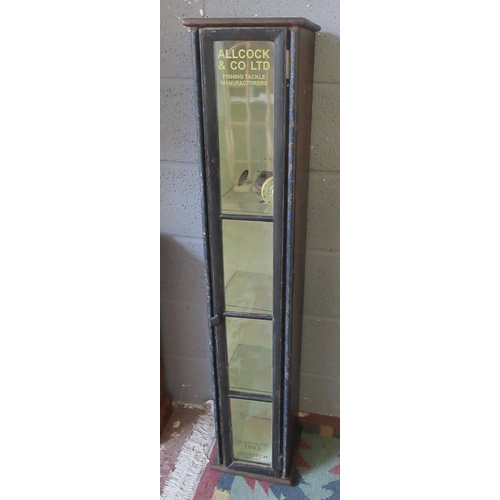 433 - Allcock and Co Ltd fishing tackle shop display case - Approx W: 25cm  D: 22cm  H: 126cm