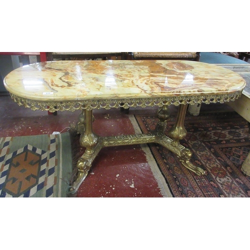 448 - Ornate coffee table - Approx W: 120cm  D: 50cm  H: 49cm