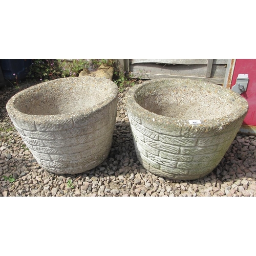 487 - Pair of large stone circular planters