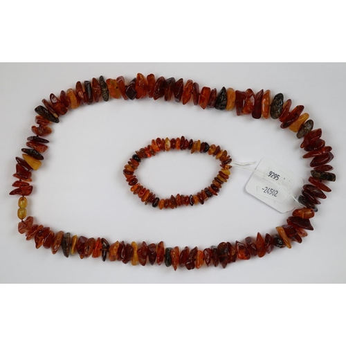 73 - Raw cut Baltic amber bead necklace and bracelet