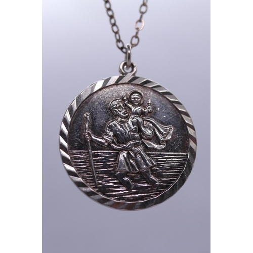 77 - Silver St. Christopher and necklace