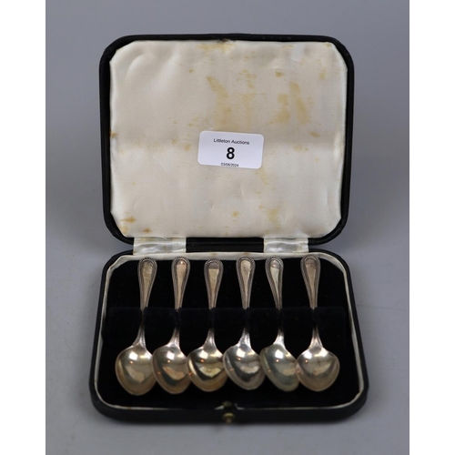 8 - Cased set of 6 hallmarked silver teaspoons - Approx weight: 80g