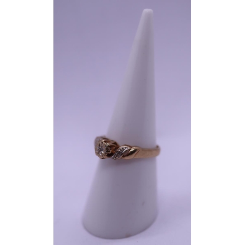 17 - 9ct gold and diamond solitaire ring - Size M