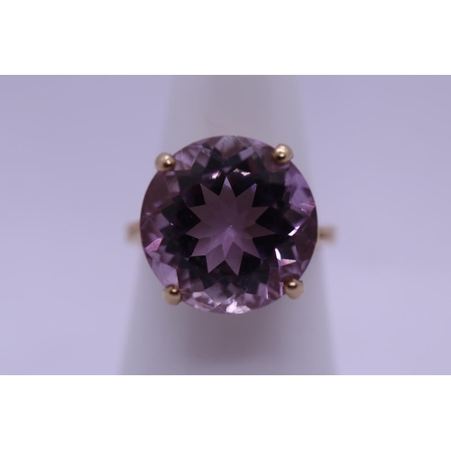 24 - 9ct gold large amethyst set ring - Size N