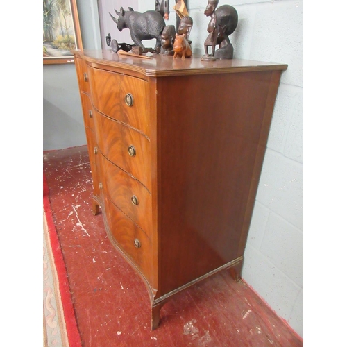 296 - Serpentine fronted chest of 4 drawers - Approx size: W: 86cm D: 51cm H: 97cm