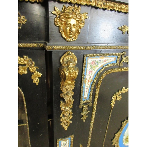 309 - Fine antique French credenza with ormolu and hand painted porcelain mounts - Approx W: 168cm  D: 41c... 