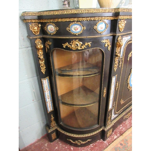 309 - Fine antique French credenza with ormolu and hand painted porcelain mounts - Approx W: 168cm  D: 41c... 