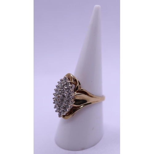 32 - 9ct gold diamond cocktail ring - Size O