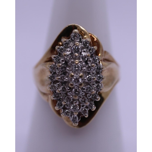 32 - 9ct gold diamond cocktail ring - Size O