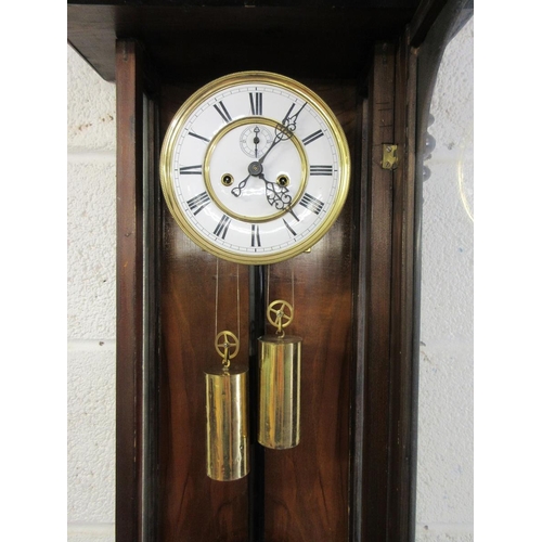 340 - Victorian twin weight regulator wall clock in very good working condition