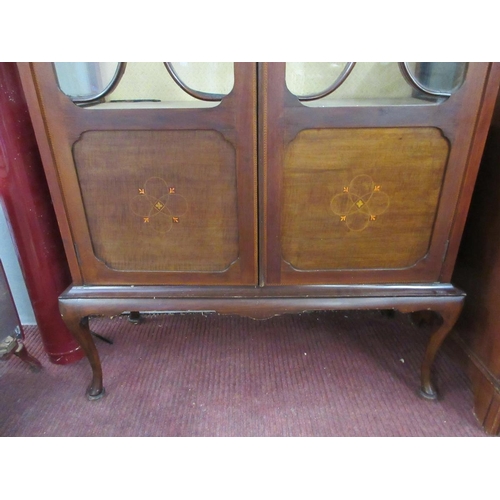 346 - Edwardian inlaid display cabinet - Approx W: 91cm  D: 40cm  H: 186cm