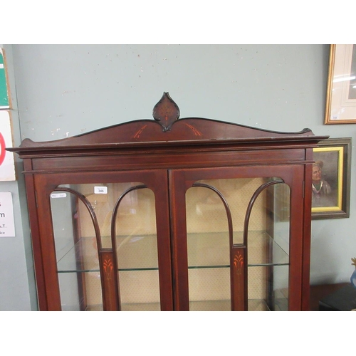 346 - Edwardian inlaid display cabinet - Approx W: 91cm  D: 40cm  H: 186cm