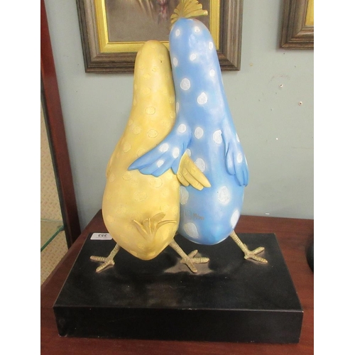 353 - L/E 33/395 McKenzie Thorpe sculpture of chickens - Approx Height 43cm