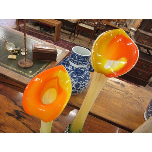 368 - Collection of Venetian glass lily vases - Approx height of tallest 60cm