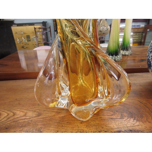 379 - Chalet amber honey twisted vase