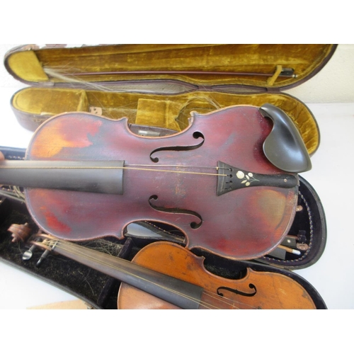 417 - 2 violins one marked Stradivarius