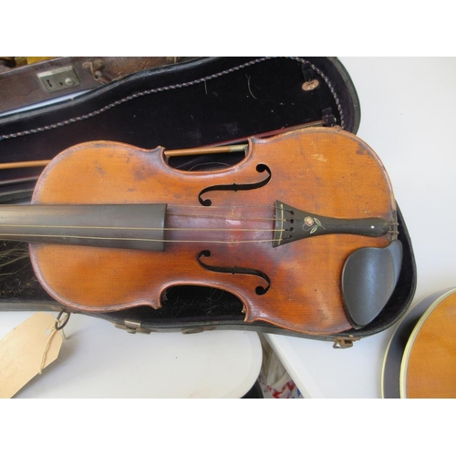 417 - 2 violins one marked Stradivarius