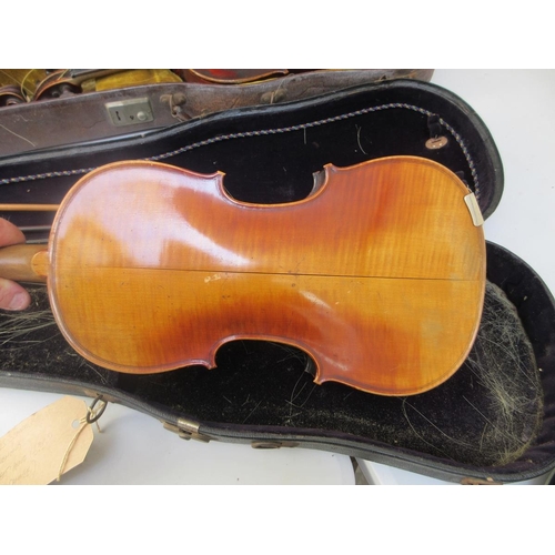 417 - 2 violins one marked Stradivarius