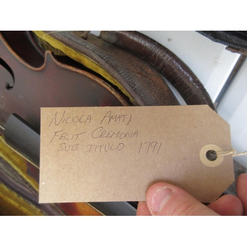 417 - 2 violins one marked Stradivarius