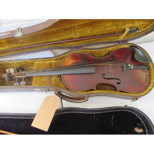 417 - 2 violins one marked Stradivarius