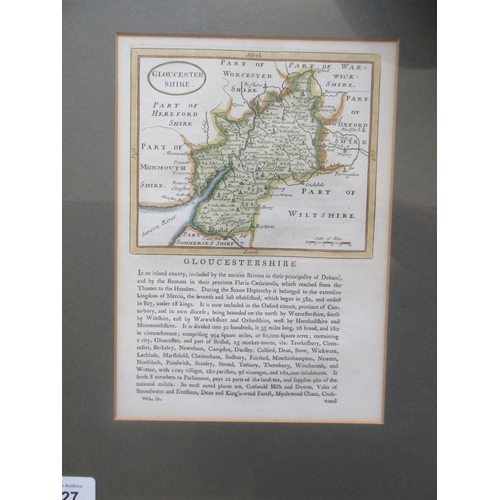 427 - Pair of framed maps - Warwickshire and Gloucestershire