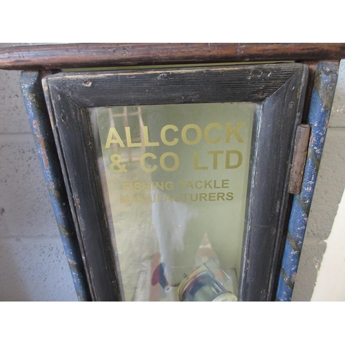 433 - Allcock and Co Ltd fishing tackle shop display case - Approx W: 25cm  D: 22cm  H: 126cm