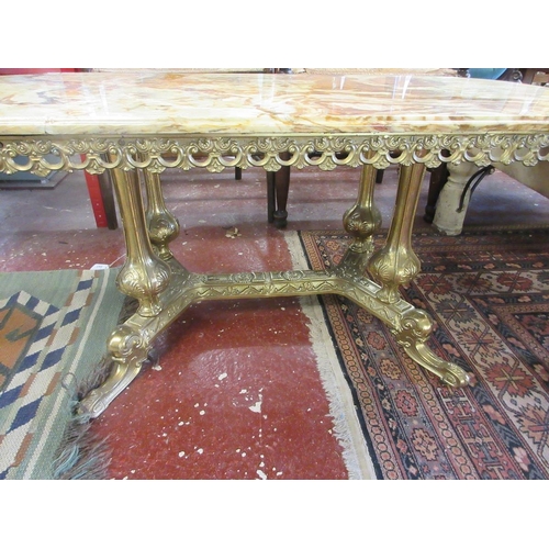 448 - Ornate coffee table - Approx W: 120cm  D: 50cm  H: 49cm