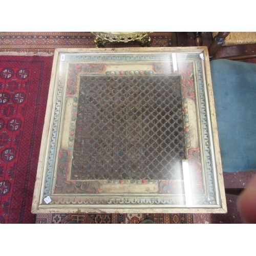 450 - Interesting carved coffee table metal work center covered by a glass top - Approx W: 79cm D: 79cm H:... 