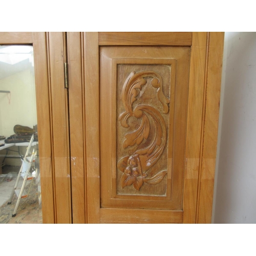 461 - Satinwood wardrobe with mirrored door - Approx W: 116cm  D: 50cm  H: 196cm