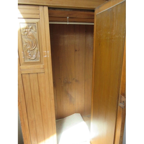 461 - Satinwood wardrobe with mirrored door - Approx W: 116cm  D: 50cm  H: 196cm